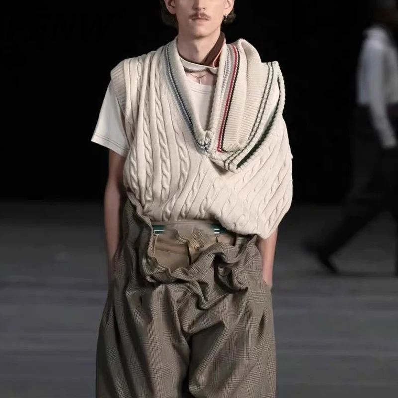 

Мужской нишевый дизайнерский шерстяной Асимметричный разборный Трикотажный жилет PFNW, свитер с круглым вырезом для женщин, модный топ 12Z4678