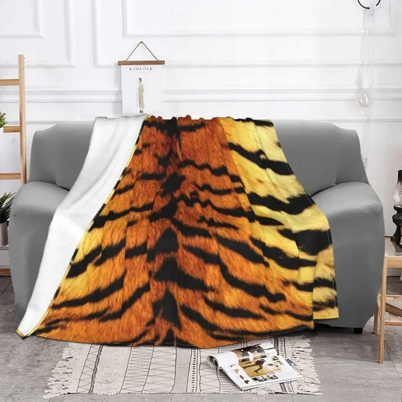 

Realistic Tiger Flannel Textile Decor Animalprint Skin Animal Portable Warm Throw Blankets For Bed Rug Piece