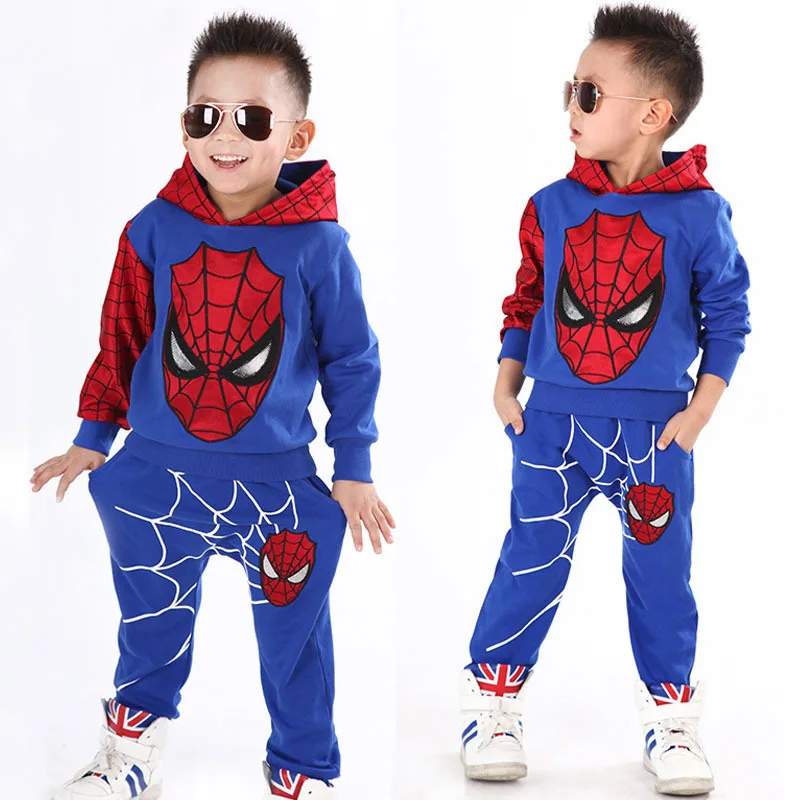 

1-6Years Autumn Winter Kids Boys Clothes Set Hero Design Hooded Tops+Pant 2pcs Set Long Sleeve Toddler Clothing Baby Suit Infant