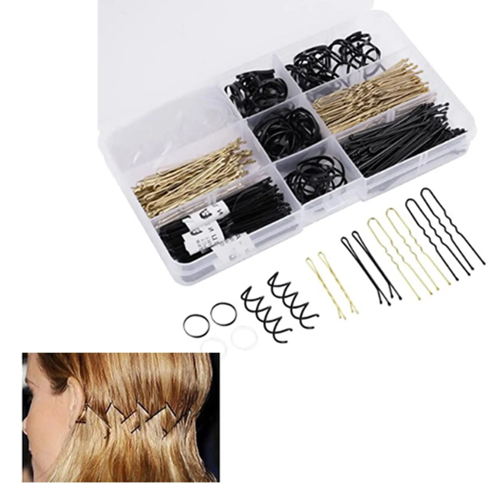 

343 Count Metal Hair Pins Hair Clips , Meet Women's Various Needs for Hairdressing Salon with Box Clips Portable