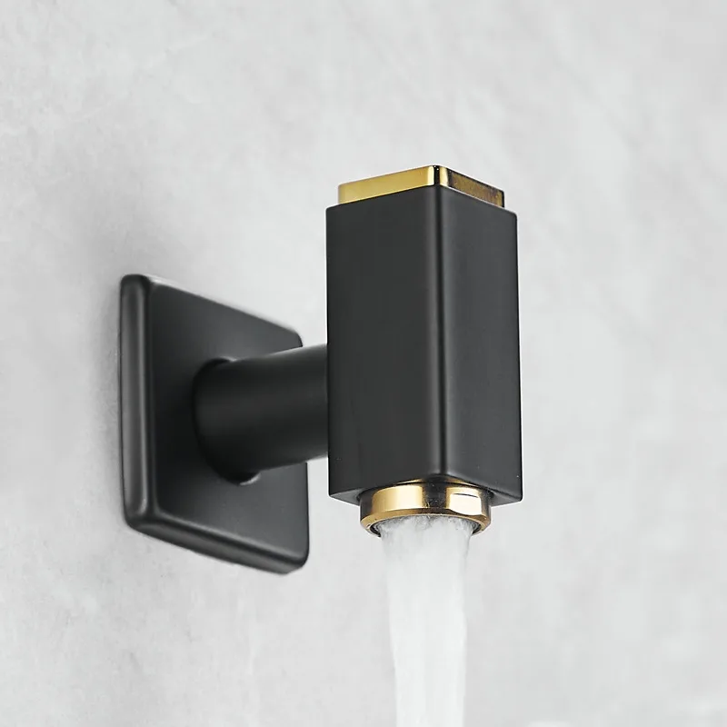 Настенный смеситель из меди полностью автоматический черный кран для стиральной