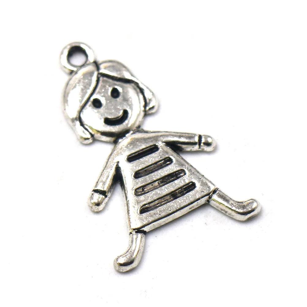 

20 pcs Jewelry Making Accessory Dancing Girl Antique Silver Alloy Pendant for Sweater Chain Earrings