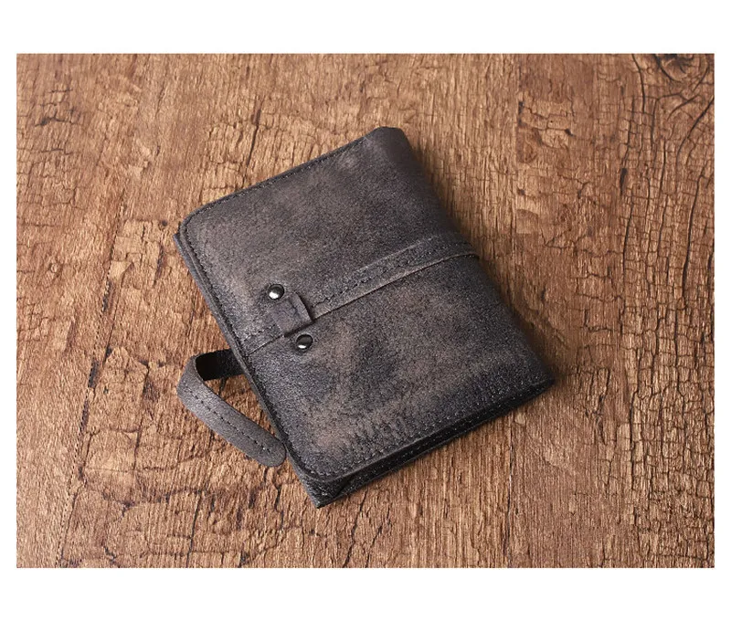 Retro fashion high quality natural real leather ladies short coin purse summer hot sale men anti-theft business card wallet
