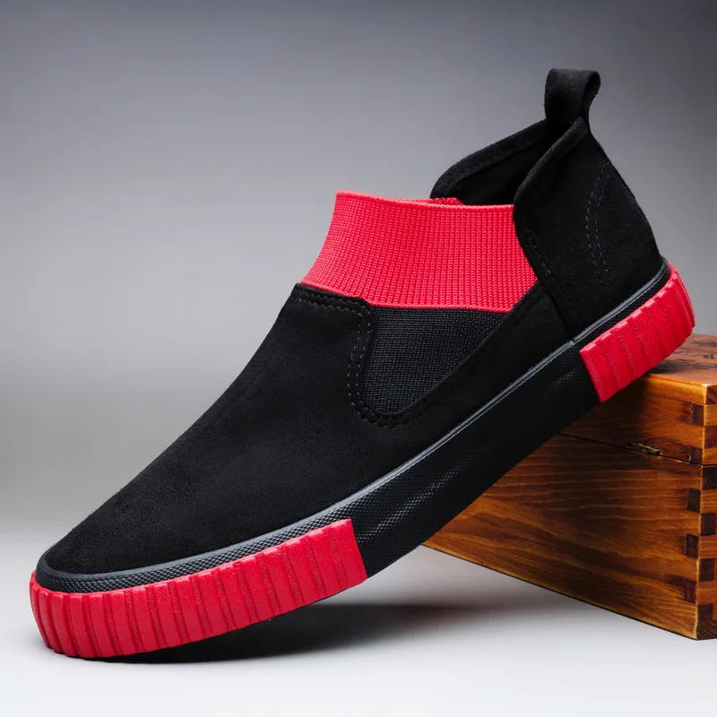 

Мужские замшевые мокасины на плоской подошве, без шнуровки