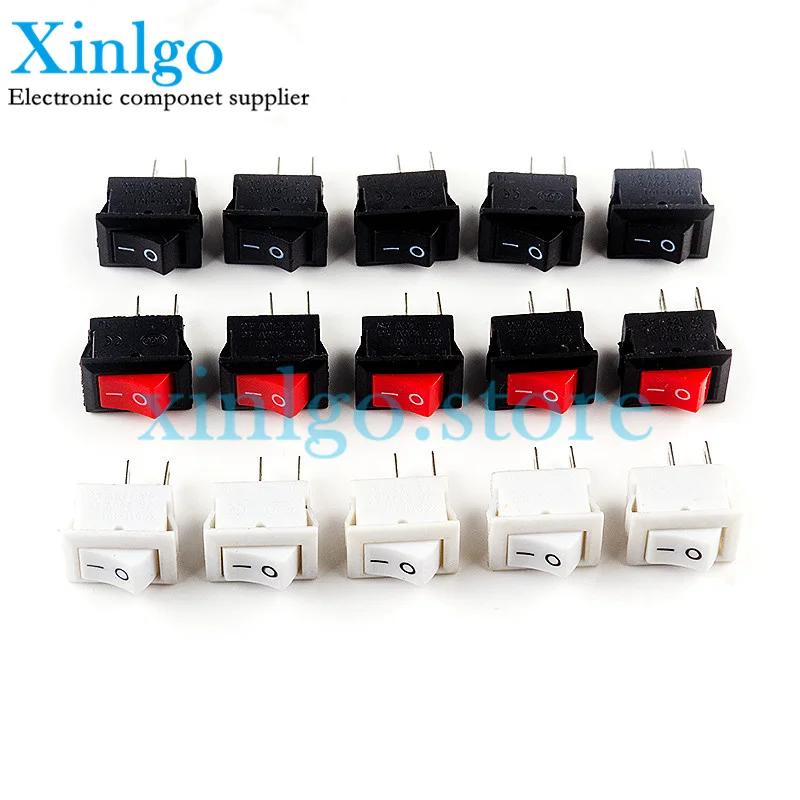 

10Pcs/Lot Push Button Switch 10x15mm SPST 2Pin 3A 250V KCD11 Snap-in on/Off Rocker Switch 10MM*15MM Black Red and White