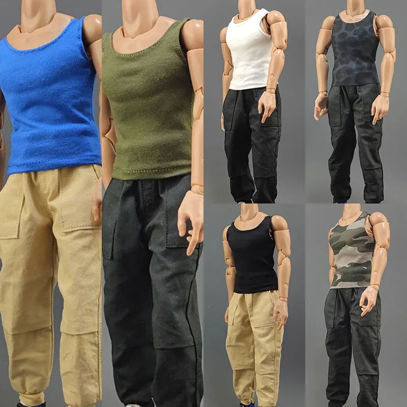 

1/6 Scale Men's Soldier Fashion Multicolor Vest Casual Sports T-Shirt Top Fits 12 Inches HT 3A Strong Action Figure Model