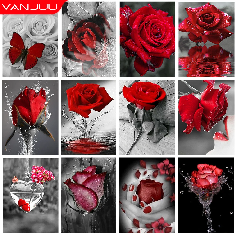 

5D Diamond Painting Full Drill Rose Flower Diamond Mosaic Flower Diamond Embroidery DIY Home Decor Rhinestone Painting