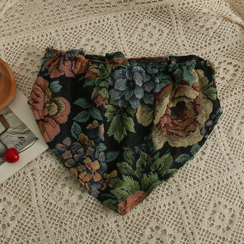 Топ женский с цветочным принтом пикантный укороченный топ на бретельках