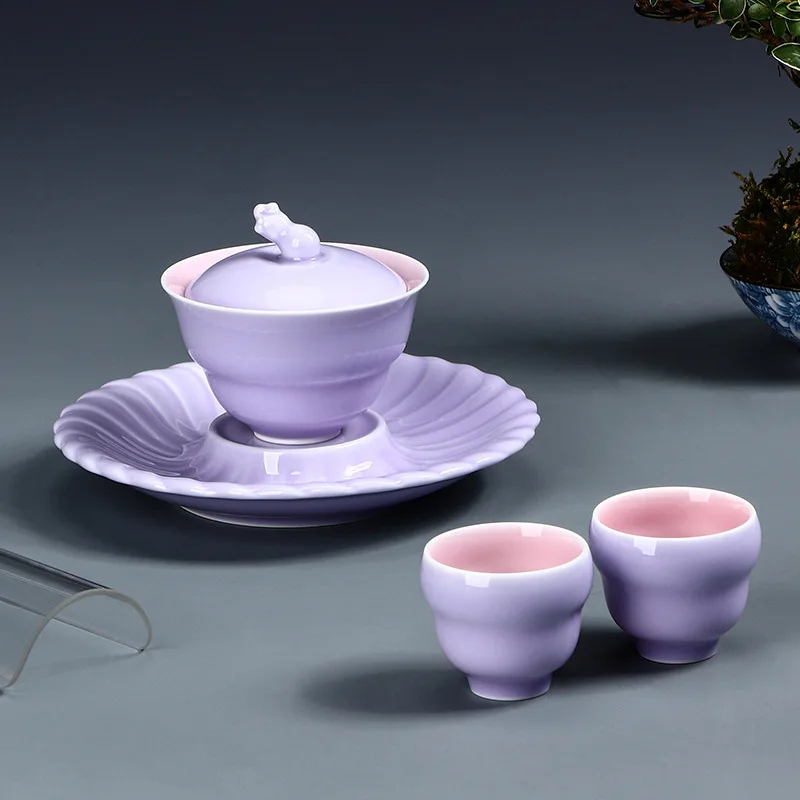 

Персиковый Порошок Fulu Gaiwan чайный набор кунг-фу керамическая чайная чаша с лепестковой чашкой набор чайных чашек приборы для дегустации чая