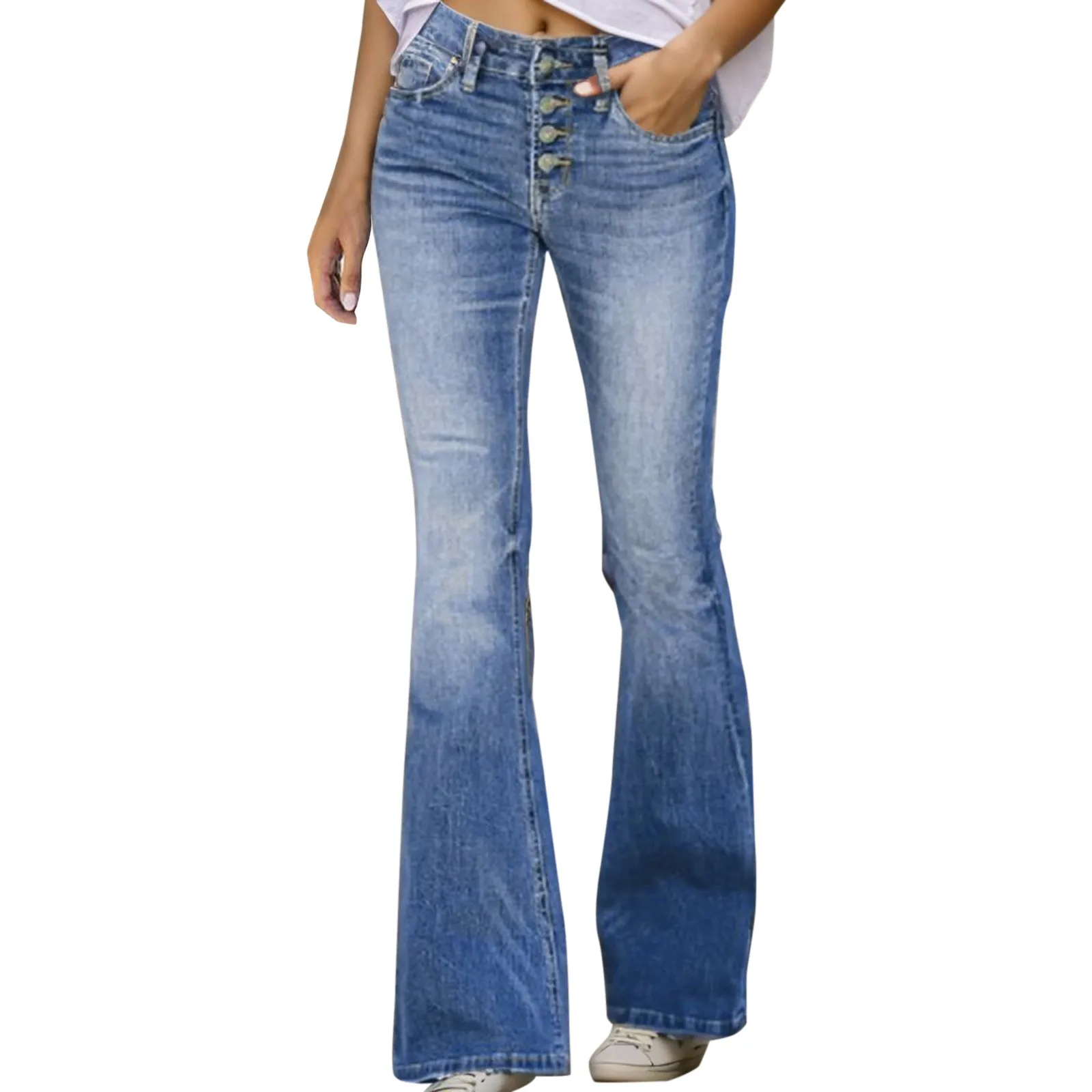 

Women's Flare Bell Bottom Jeans High Waisted Wide Leg Bootcut Jeans Stretchy Denim Pants High Waist Leggings