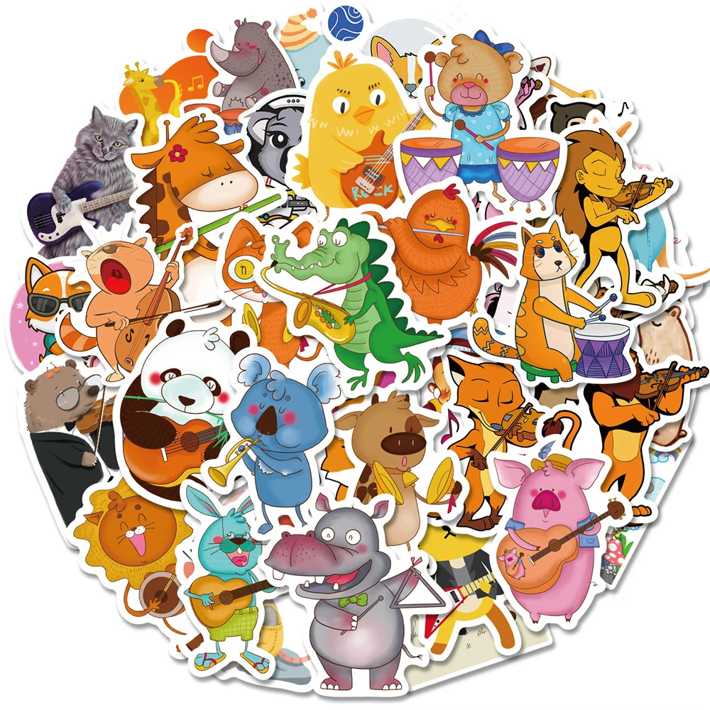 

10/30/50PCS Animal Concert Graffiti Waterproof Sticker Creative Trend Decorative Decal Children's Toy Water Cup Helmet Wholesale