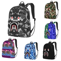 bape shark outdoor sports travel backpack fashion casual backpack laptop bag teenager high school student elementary school bag