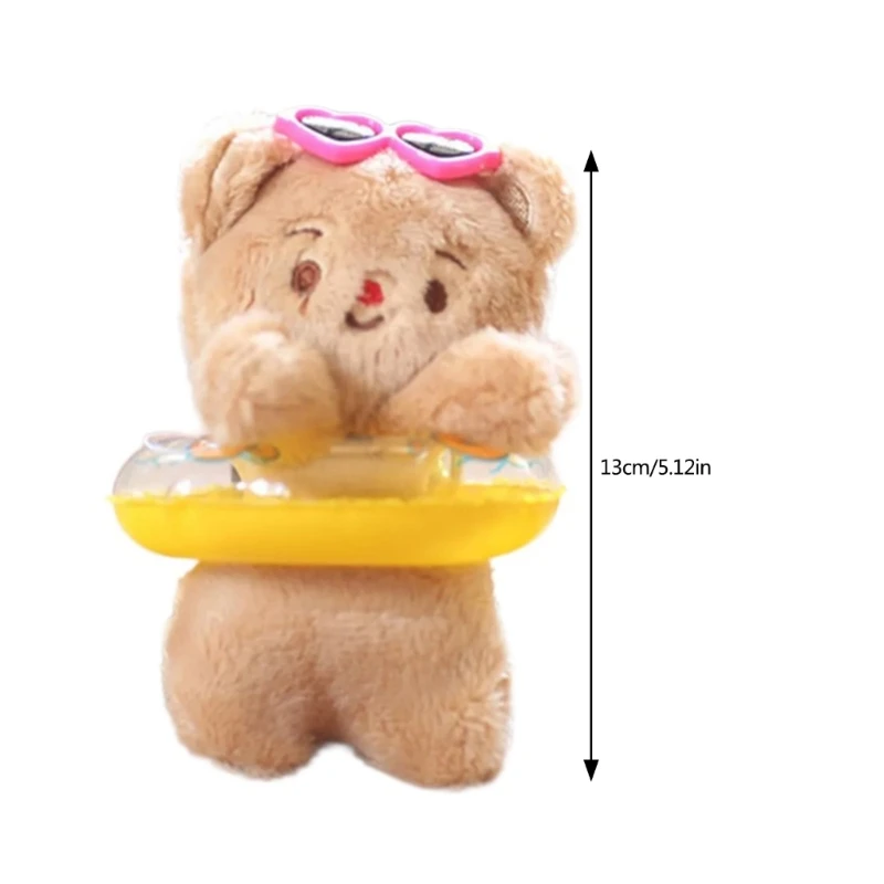 Очаровательный желтый медведь плавающее кольцо кулон брелок-брелок с плюшевой