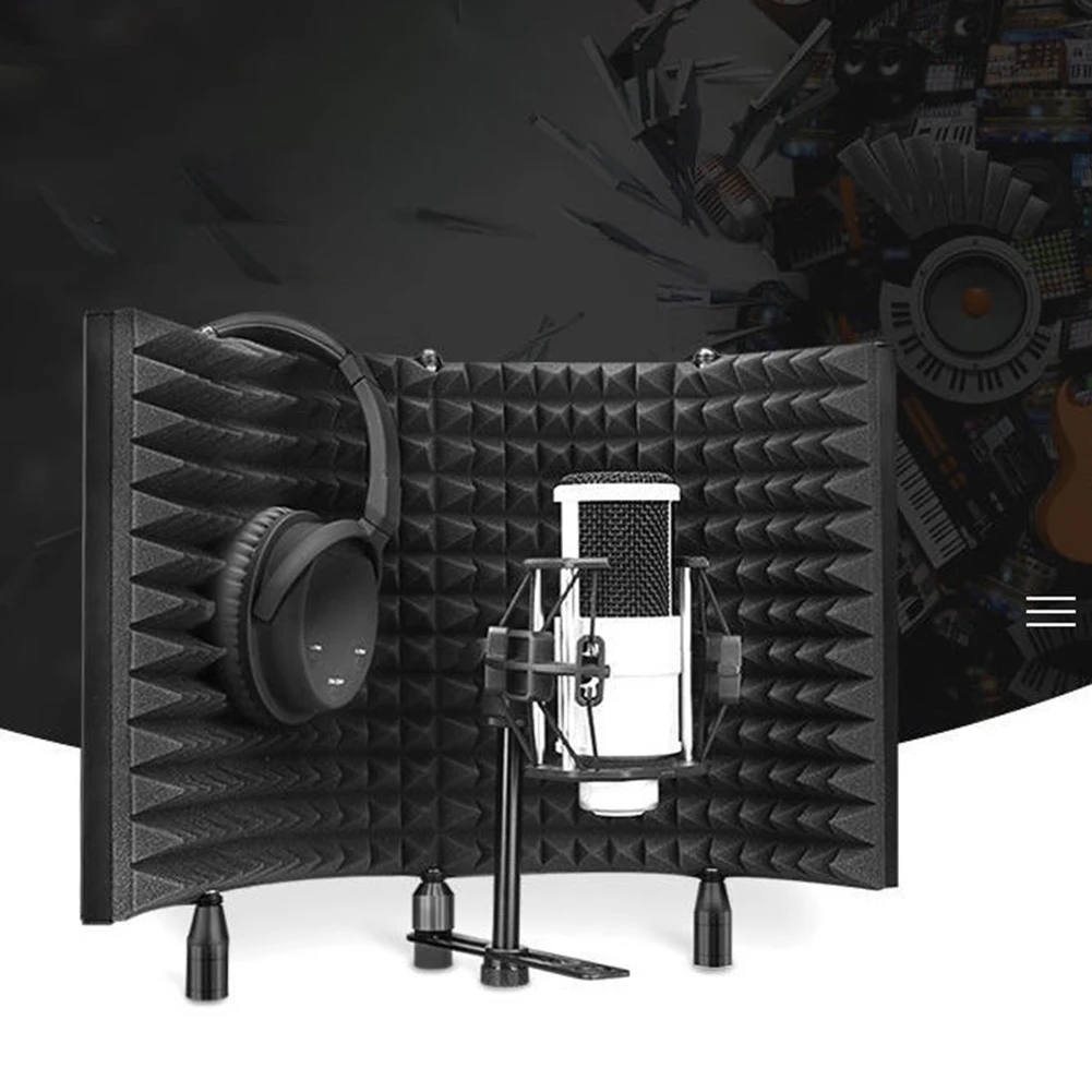 

Microphone Isolation Shield High Density Foam Wind Screen Foldable Isolation Cover for Microphone Recording for Studio Recording