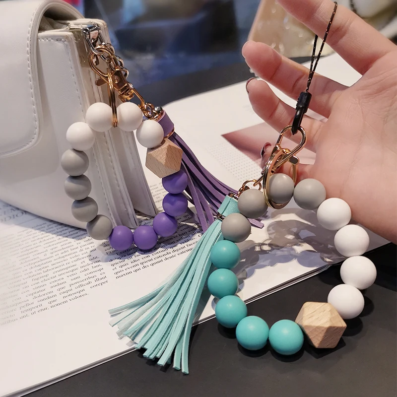 

For IPhone Samsung Case Cartoon For Keys Chain Phone Strap Rope Phone Charms Tassel Pendant Phone Strap Silicone Beaded Lanyard
