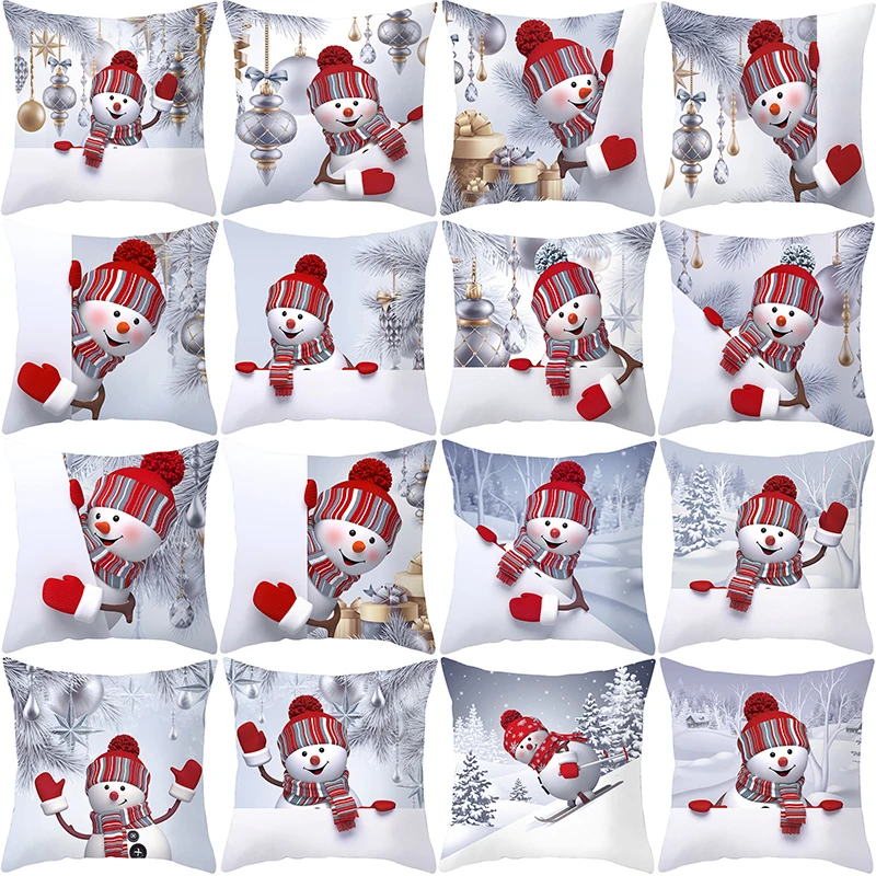 

Home Decor Christmas Snowman Cushion Cover by Merry Christmas Christmas New Year Gift Cushion Cover 45X45CM funda de almohada