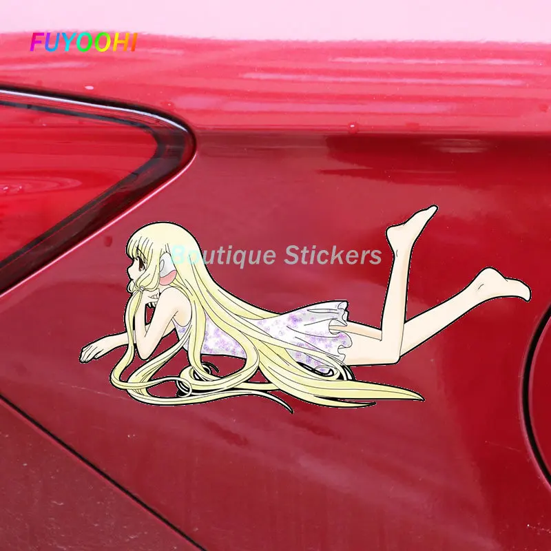 

Забавная наклейка FUYOOHI для Chobits, автомобильная наклейка s, Солнцезащитная мультяшная виниловая наклейка, индивидуальный декор для багажника...