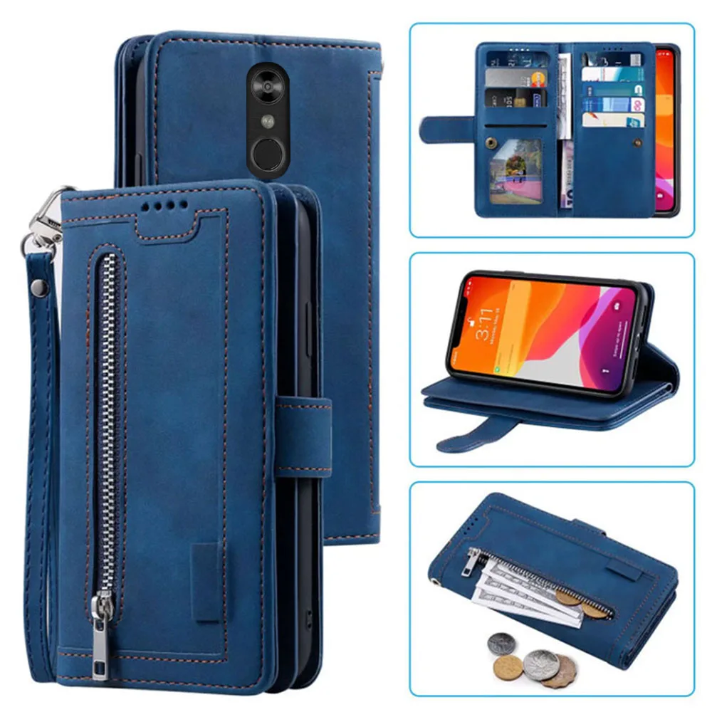 

9 Cards Wallet Case For LG Stylo 4 Case Card Slot Zipper Flip Folio with Wrist Strap Carnival LG Stylo 4 LM-Q710MS Cover