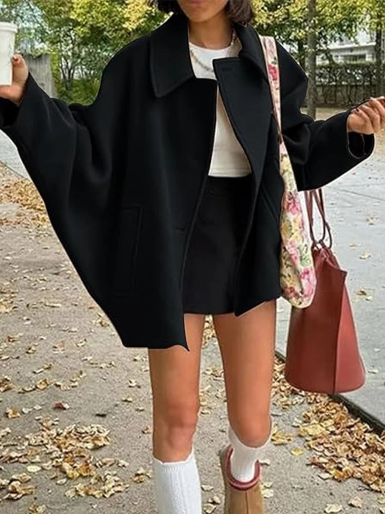 ZBZA Женская Винтажная Куртка С Рукавами летучая Мышь Длинным Рукавом И Двойным