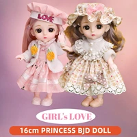 scale 112 16cm princess bjd doll with clothes and shoes movable 13 joints cute sweet face lolita girl gift child toys for kids