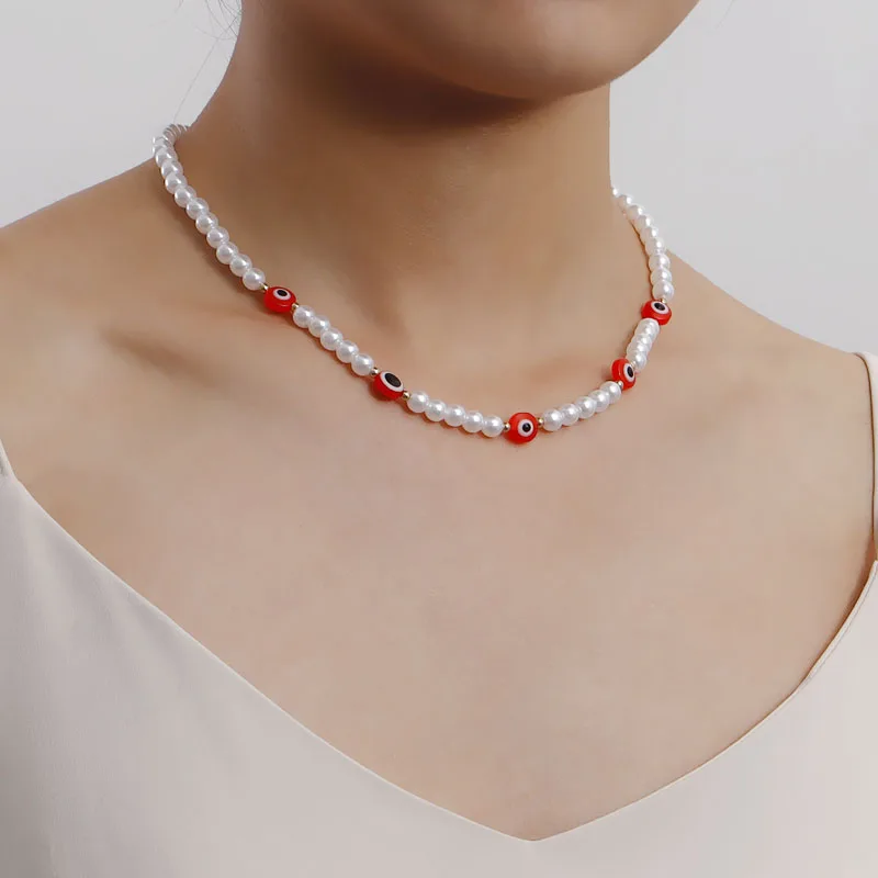 

Ожерелье-чокер в богемном стиле для женщин и мужчин, винтажная цепочка под жемчуг с имитацией под глаза сглаза, бижутерия