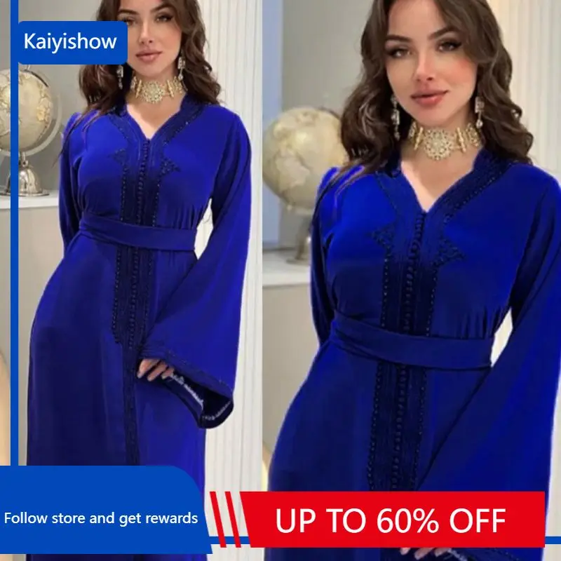 

Рамадан, зеленое платье с длинным рукавом, мусульманская абайя, женская одежда, Арабская Женская одежда, Турецкая, марокканская кафтан, Халат