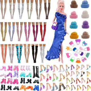 85pcs/set Barbie Doll Vestidos Shoesjewellery Roupas Acessórios Vestir-se  Jogo