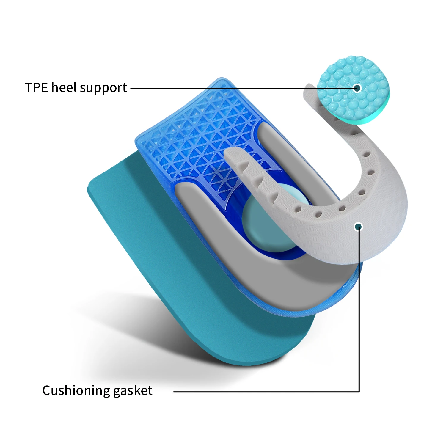 PCSsole Silicone Gel Insoles Non-slip Sole 1-3cm Height Increase Templates Inserts For Blue Insoles For Shoes Men And Women 110