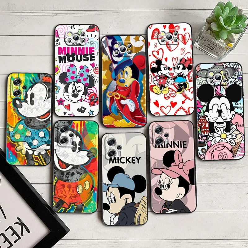 

Disney Mickey Cartoon For Xiaomi Poco F5 X5 C55 C50 M5 M4 X4 X3 F3 GT NFC M3 C3 M2 F2 F1 X2 Pro Silicone Black Phone Case Fundas