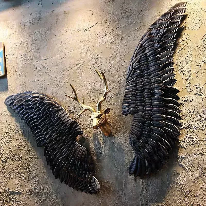

Large Vintage Home Decor Wall Hanging Iron Gold Angel Wing Wall Decor Metal Party Supply Murals Wing Home Decoration Accessories