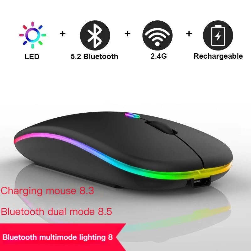 Bluetooth-мышь компьютерная беспроводная аккумуляторная с RGB-подсветкой и