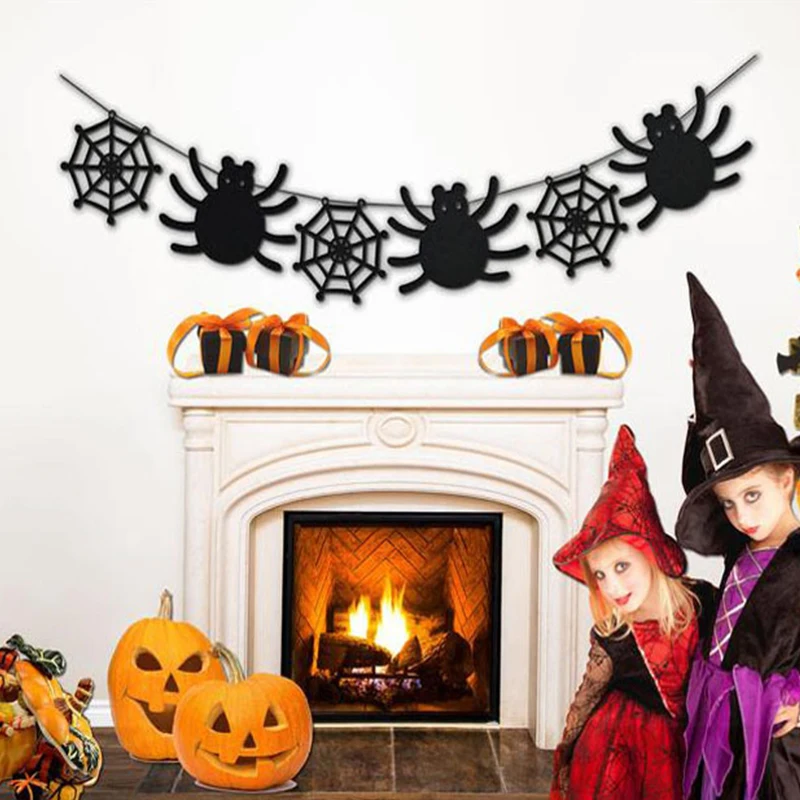 

Halloween Pendant Non-woven Ornament Spider Web Felt Cloth Ghost Festival Party Supplies