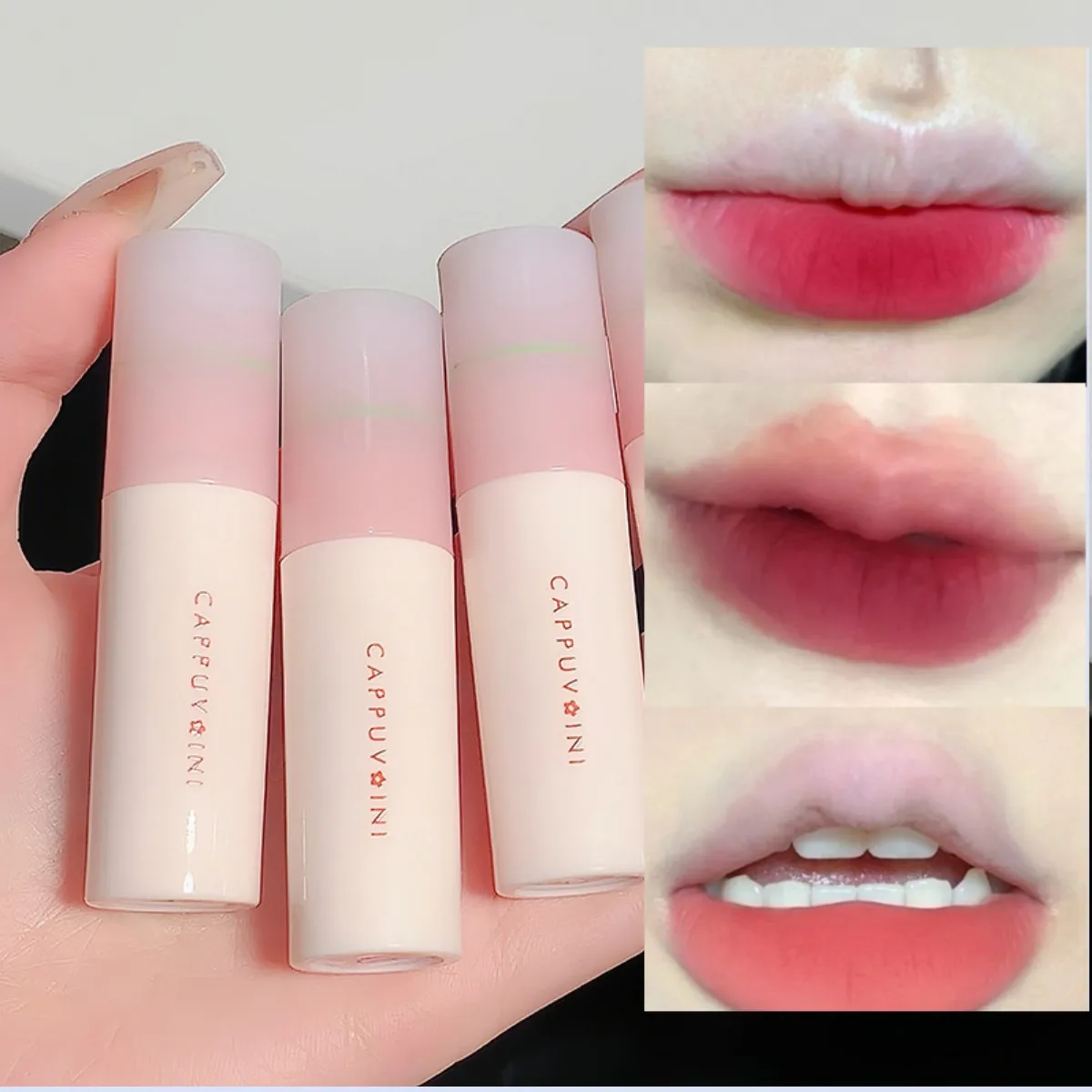 

Cappuvini Matte Velvet Lip Gloss Long Lasting Lip Mud Tint Blush Non-stick Cup Waterproof Lip Makeup Korean Cosmetic