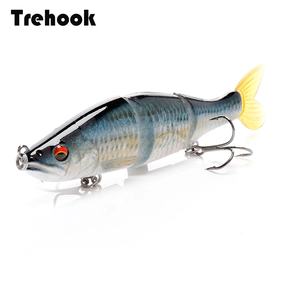 

TREHOOK 11.5cm 17g Multi Jointed Fish Body Fishing Lures 3D Holographic Eyes Lifelike Swimming Soft Tail Pike Bait