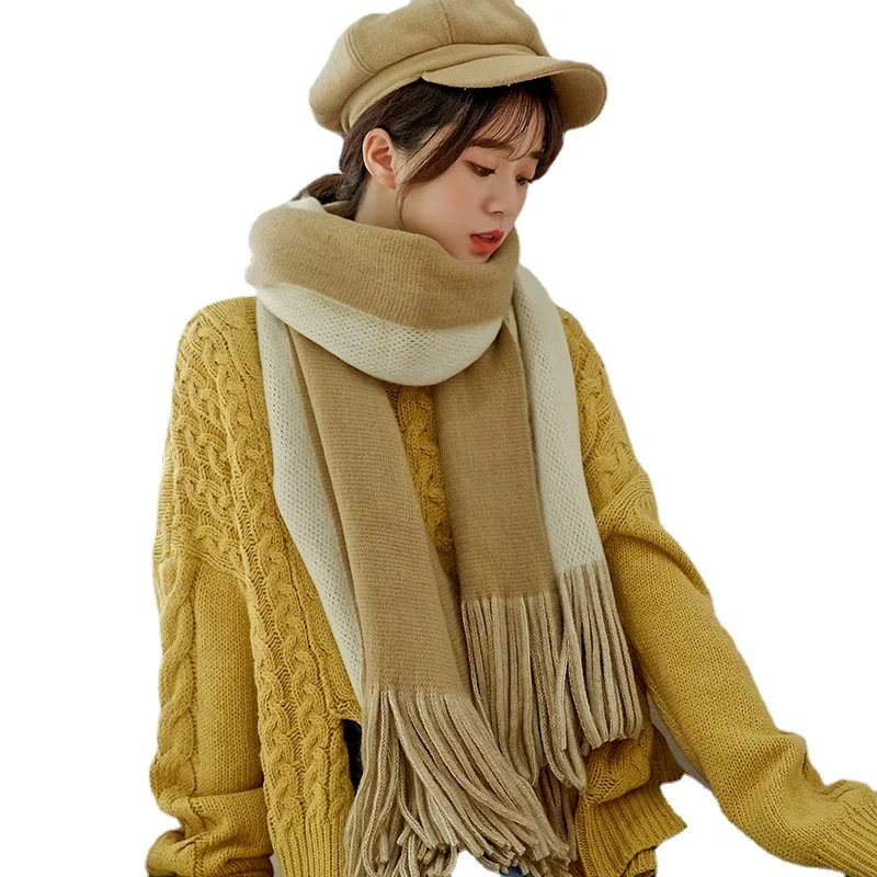 

New Tassel Shawl Scarf Women's Autumn And Winter New Imitation Cashmere European And American Thickening Warm Dual-Use Scarf