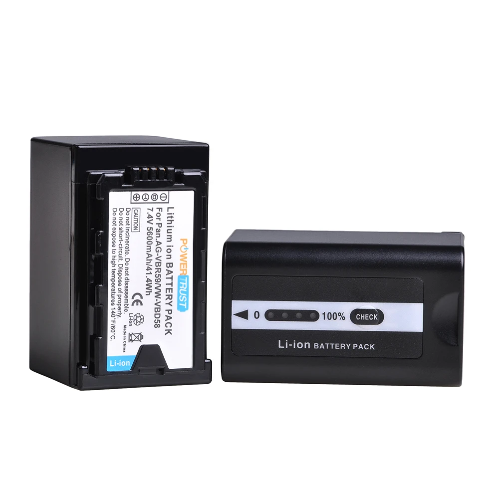 

5600mAh VW-VBD58 AG-VBR59 Battery / LED USB Charger for Panasonic AJ-HPX260MC,HPX265MC,PX 270,PX 298,AG-FC100, VW-VBD29 VBD78