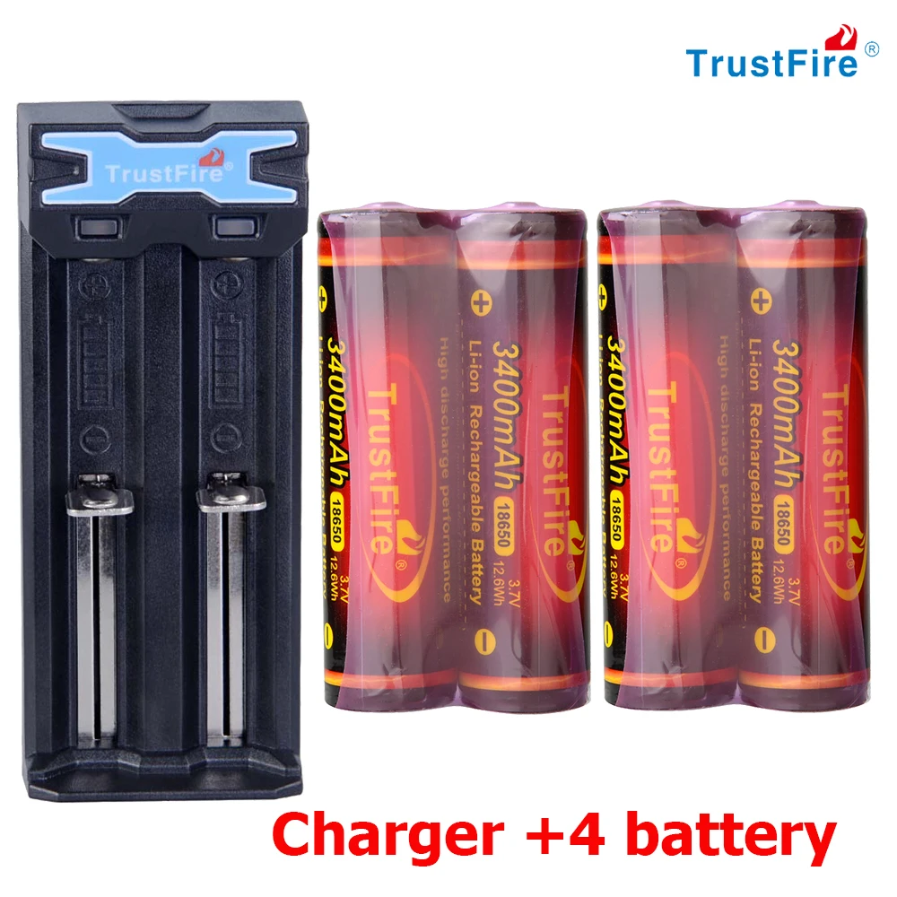 

Trustfire 18650 Battery Rechargeable Battery 3.7V Capacity Li-ion Rechargeable Battery For Flashlight Torch Battery+ 1Pcs Charge