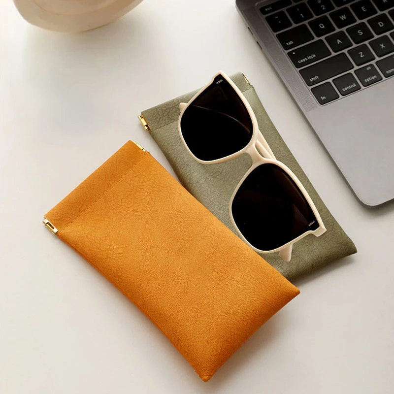 

4 Color Soft Leather Reading Glasses Bag Case Waterproof Solid Sun Glasses Pouch Simple Eyewear Storage Bags Eyewear Accessories