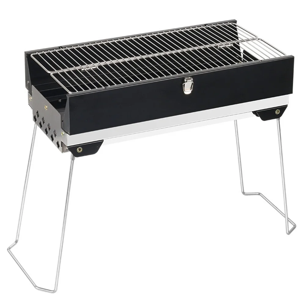 Outdoor Stainless Steel Charcoal Grill Barbecue Tool Portable Free Installation Handle Folding BBQ Cooking Grid Park