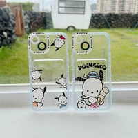 bandai ins pochacco cartoon wallet card holder phone case for iphone 11 12 7 8p x xr xs xs max 11 12 pro 13 pro max 13 pro max