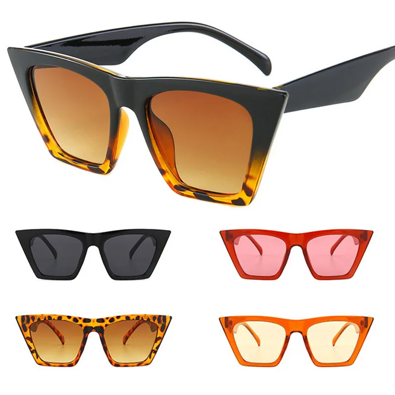 

Солнцезащитные очки «кошачий глаз» для мужчин и женщин, винтажные модные, с леопардовым принтом и градиентом, роскошные дизайнерские квадр...