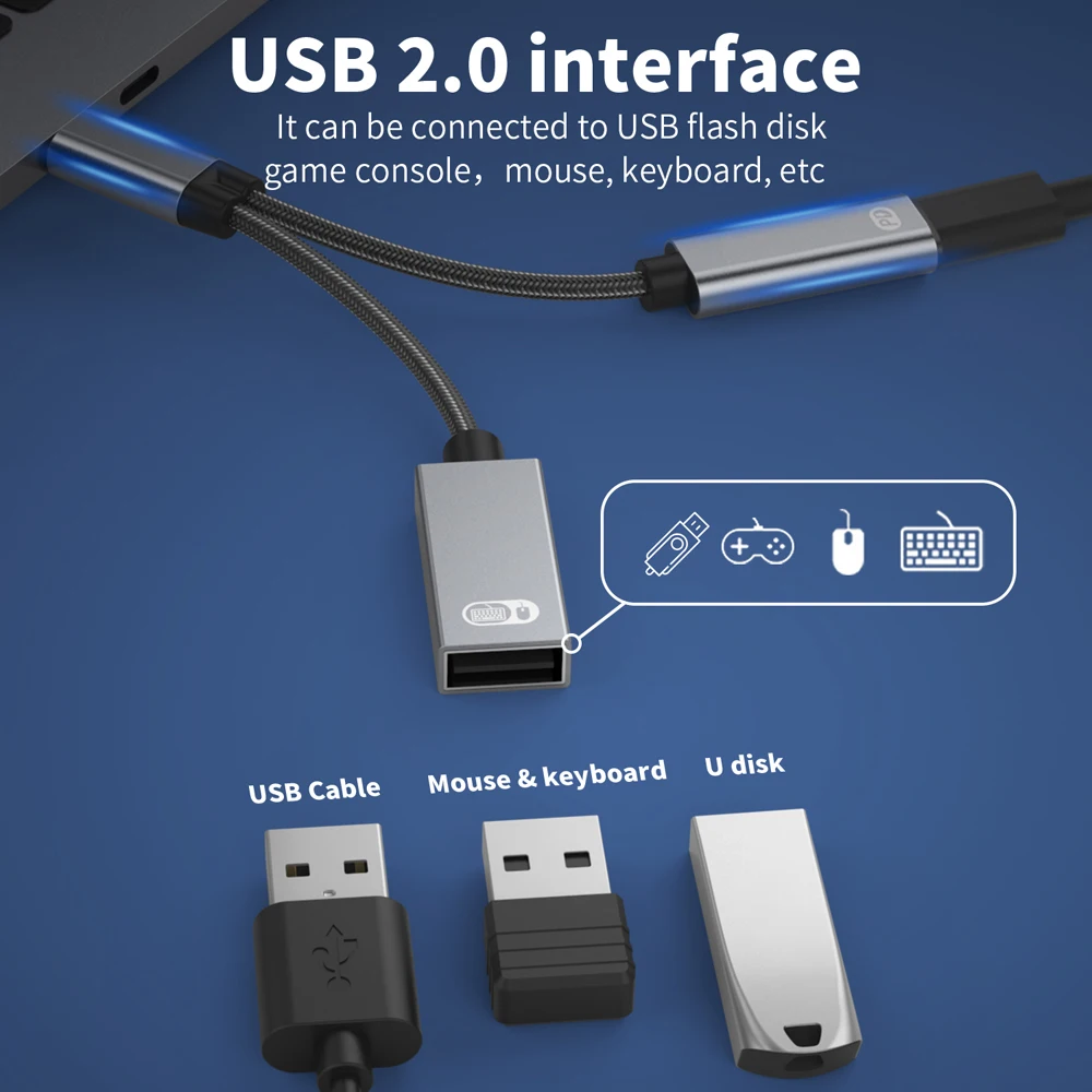 2 IN 1 Type C to USB OTG Adapter 60W PD3.0 USB 2.0 male to female Converter For Macbook Pro Huawei Samsung Type-C Tablet