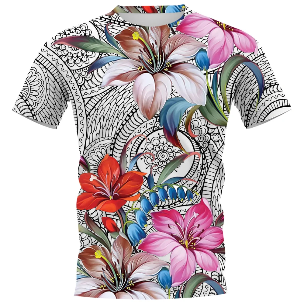 

Цветочные футболки CLOOCL, 3D графика, татуировки полинезией, футболка гибискуса, модные мужские пуловеры, уличная одежда Harajuku, Прямая поставка