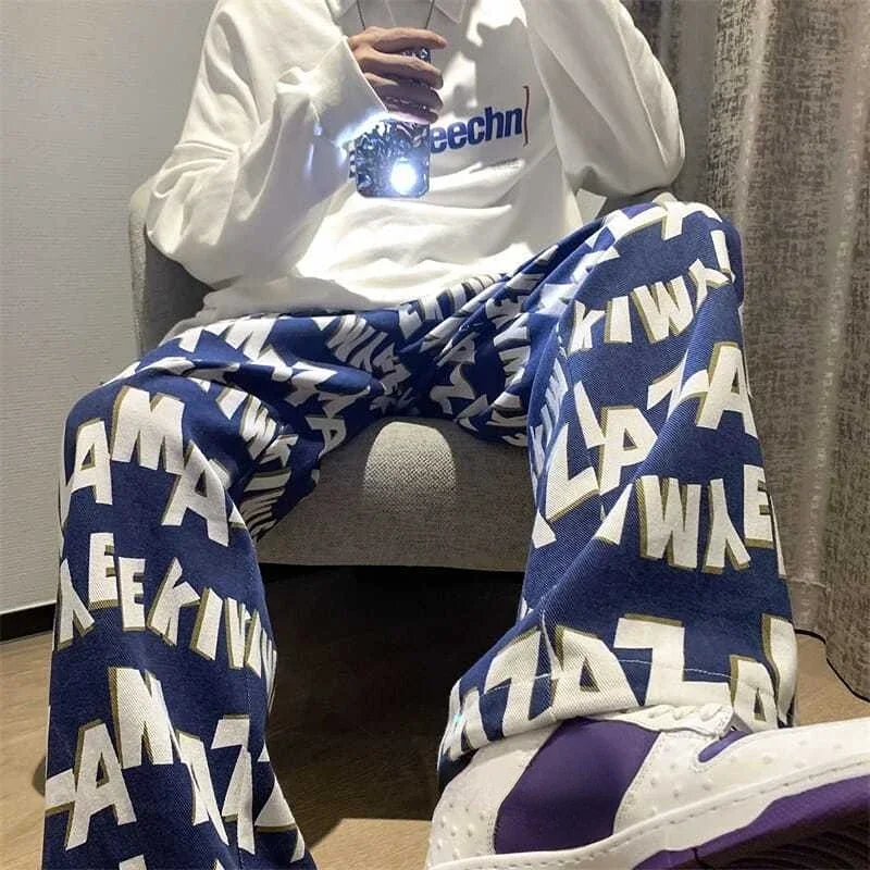 Брюки мужские спортивные с широкими штанинами прямые штаны брюки для спорта в