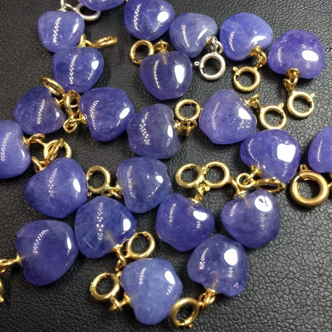 

1Pc Fengbaowu Natural Tanzanite Apple Pendant 925 Sterling Silver Crystal Reiki Healing Stone Fashion Jewelry Gift For Women Men