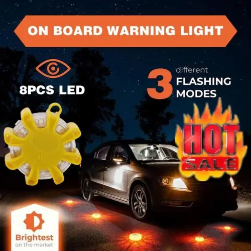 

8 LED Road Flares Emergency Disc Safety Light Flashing Roadside Beacon Warning