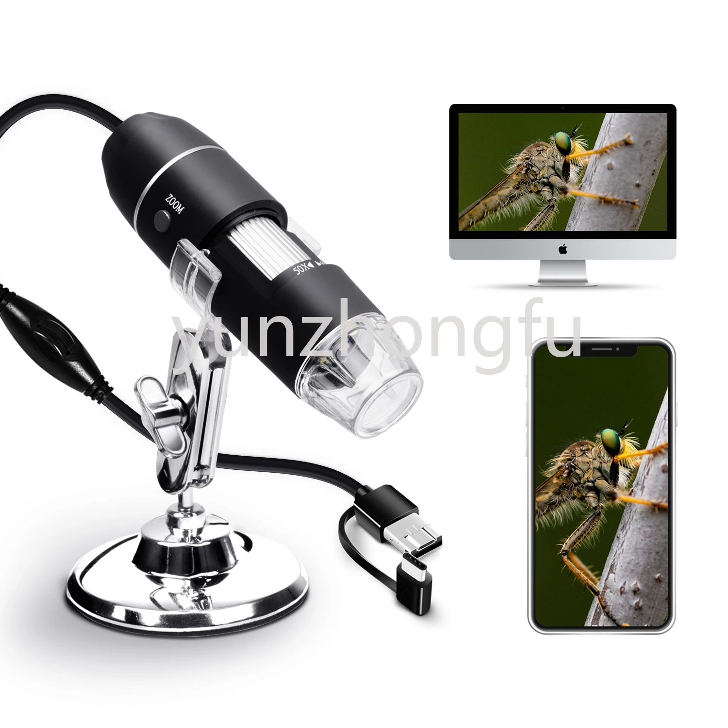 

Apply to 1000X High Resolution Portable LED Adjustable Brightness Continuous Zoom USB Digital Microscope for repair mobile