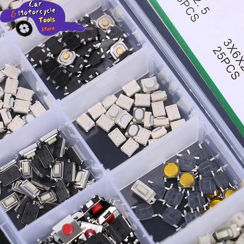 

250 Pcs/1 Set 10 Types Durable Car Remote Control Tablet actile Push Button Switch Car Keys Button Touch Microswitch With Box