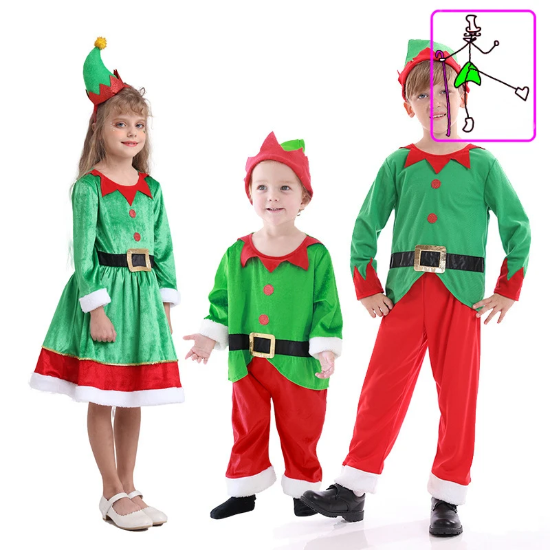 

Christmas Children's Clothes Halloween Boys And Girls Dress Performance Elf Costume Cosplay Santa Claus Clothing For Kids