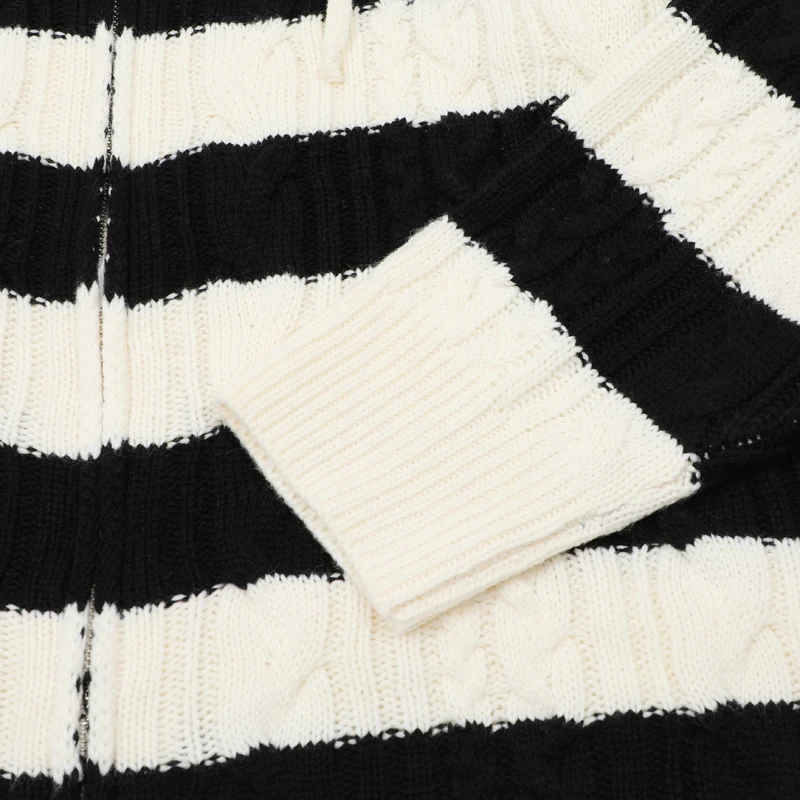 2023 Winter Zipper Stripe Hooded Sweater Men Women High Quaity 1:1 Knitt Sweatshirts Pullover